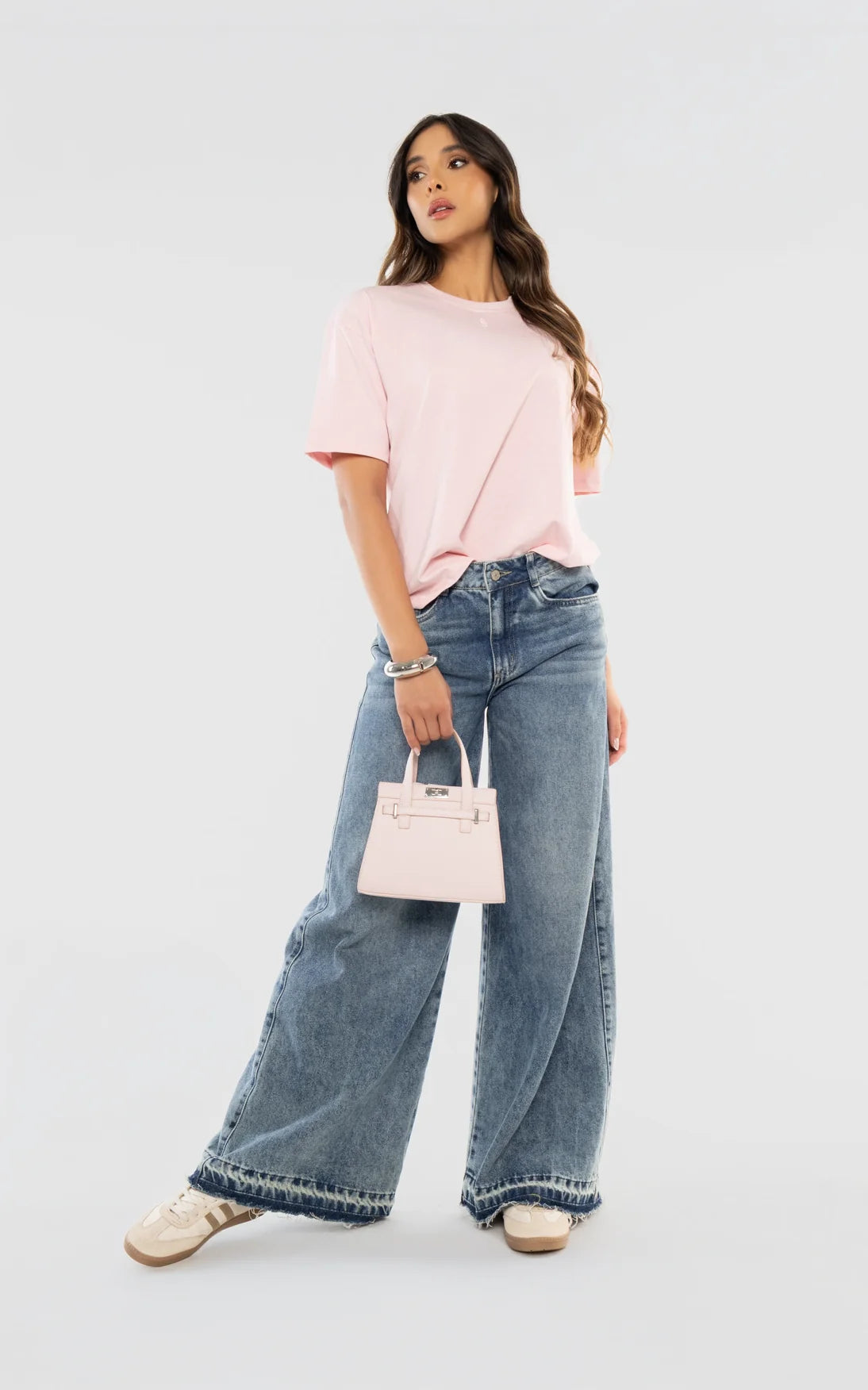 Pink Oversized Ribbed T-Shirt by Navissi