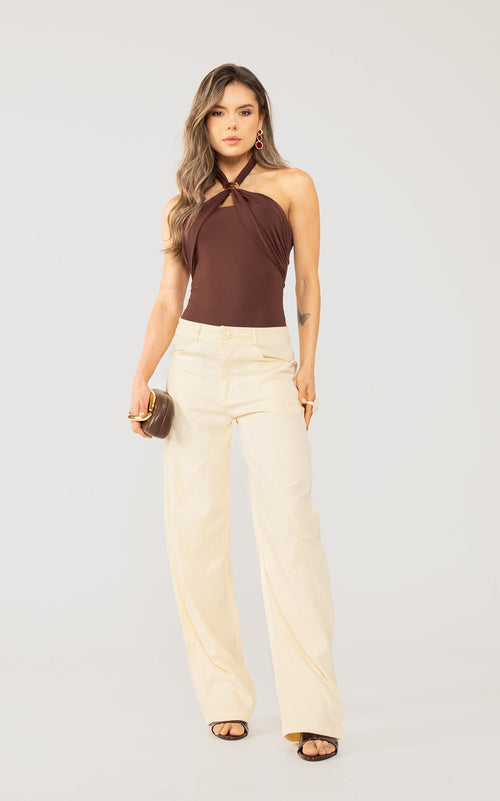 Chocolate Draped Bodysuit by Navissi