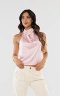Blusa Cuello Halter Rosada