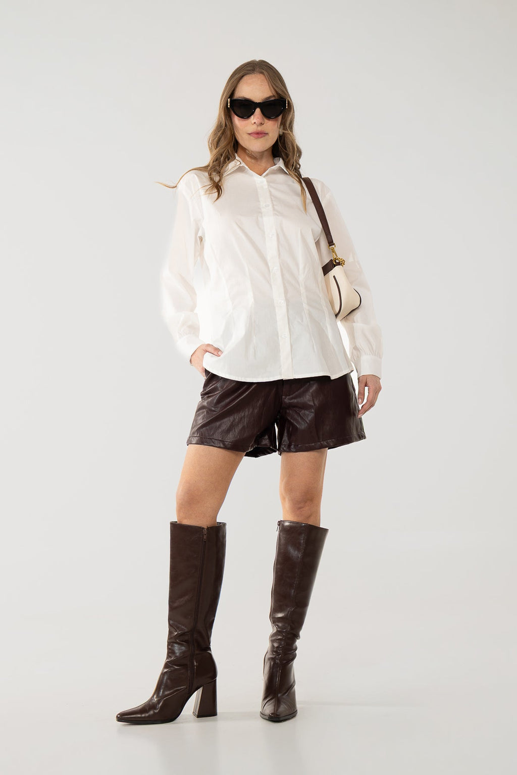 Camisa Marfil Ceñida Manga Larga