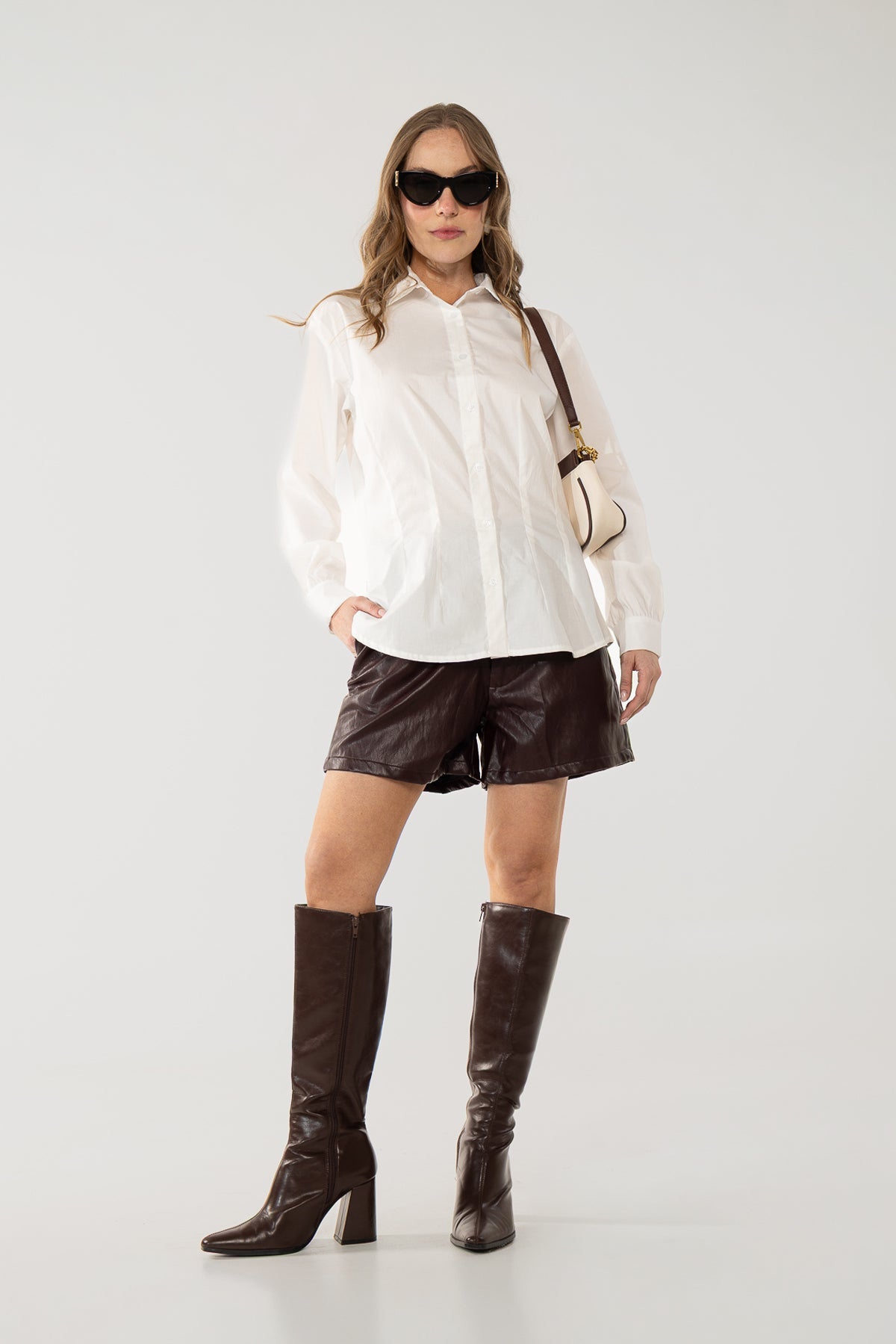 Camisa Marfil Ceñida Manga Larga