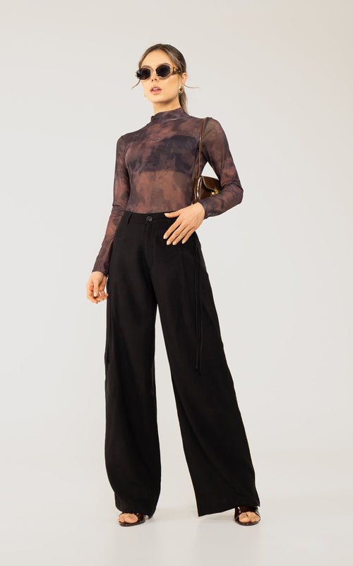 Black Bow-Detail Pants by Navissi