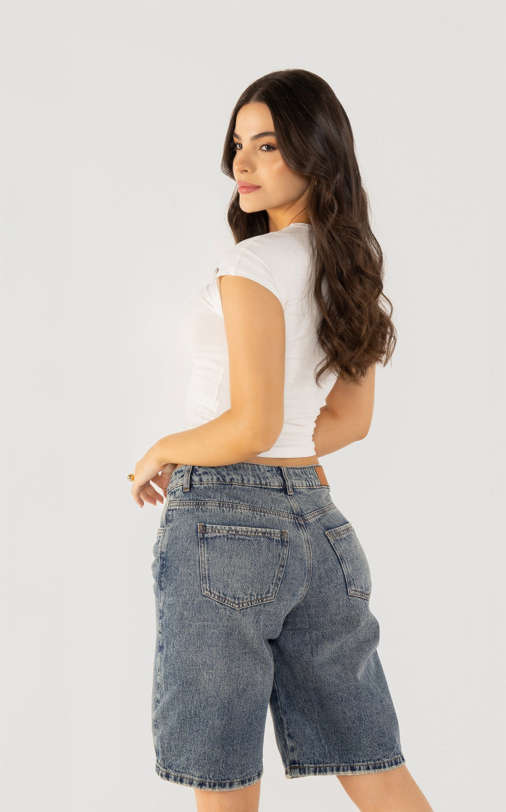 Blue Denim Bermuda Shorts by Navissi