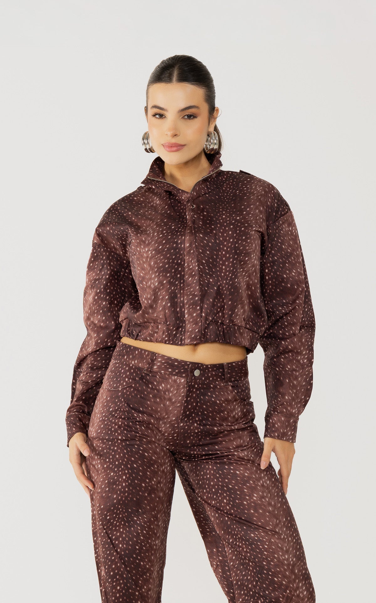 Brown Printed Jacket