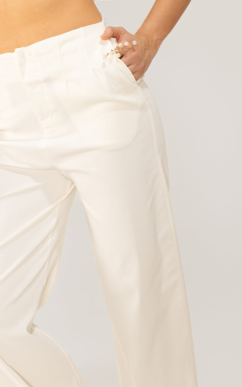 Pantalón Barrel Tiro Alto Marfil