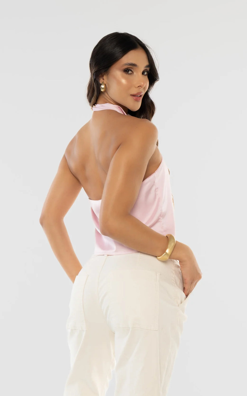 Blusa Cuello Halter Rosada