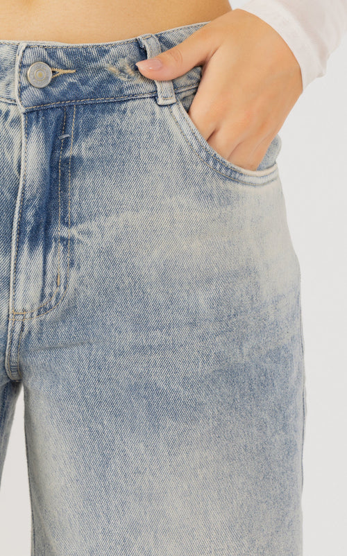 Blue Denim Bermuda Shorts by Navissi
