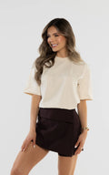 Camiseta Oversized Amarillo Claro Cuello Rib