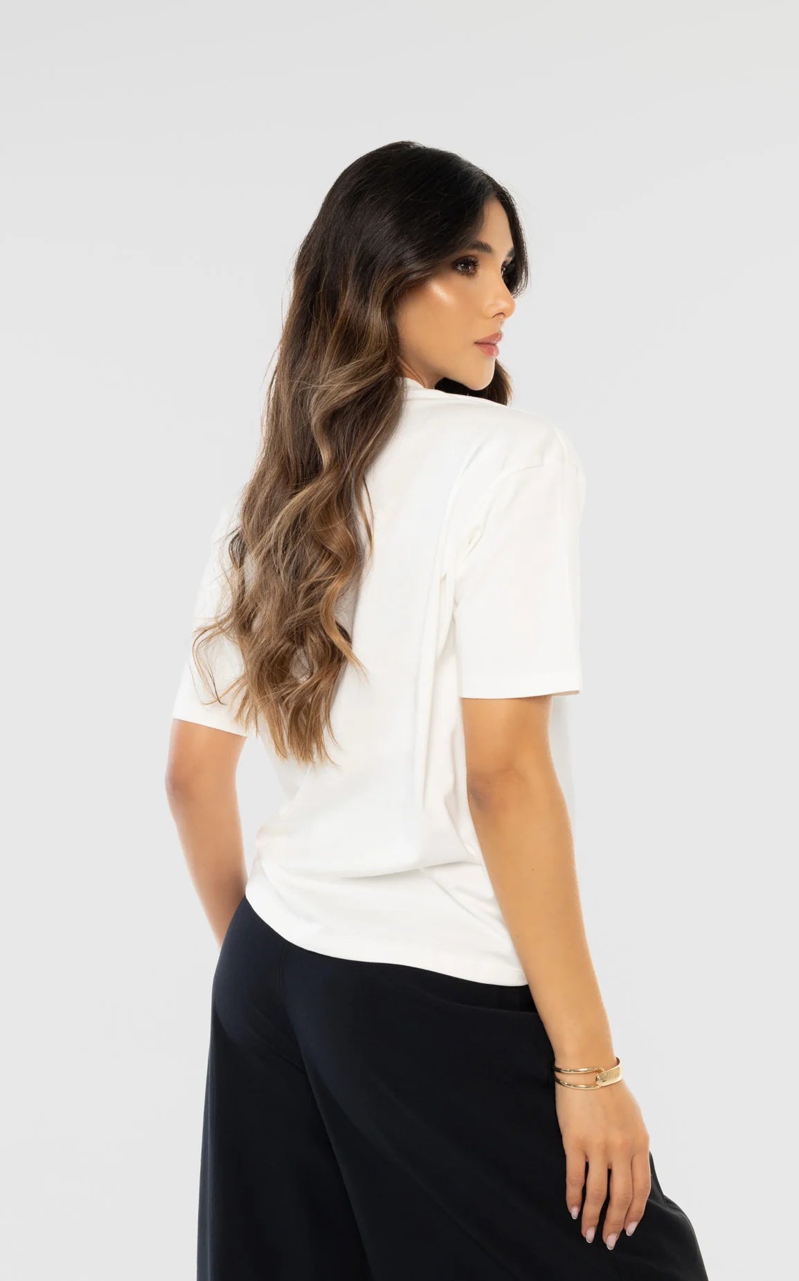 Camiseta Oversized Marfil Cuello en Rib