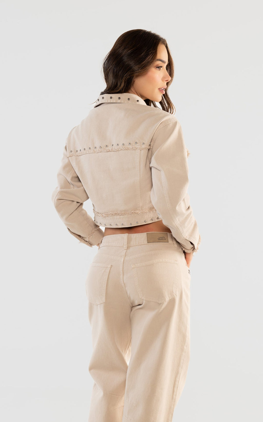 Sand Barrel-Leg Jeans by Navissi