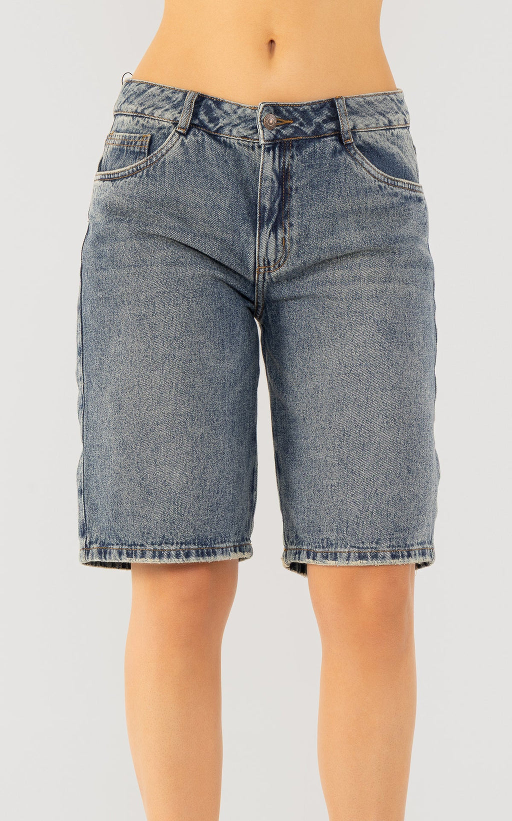 Blue Denim Bermuda Shorts by Navissi