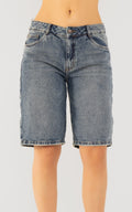 Blue Denim Bermuda Shorts by Navissi
