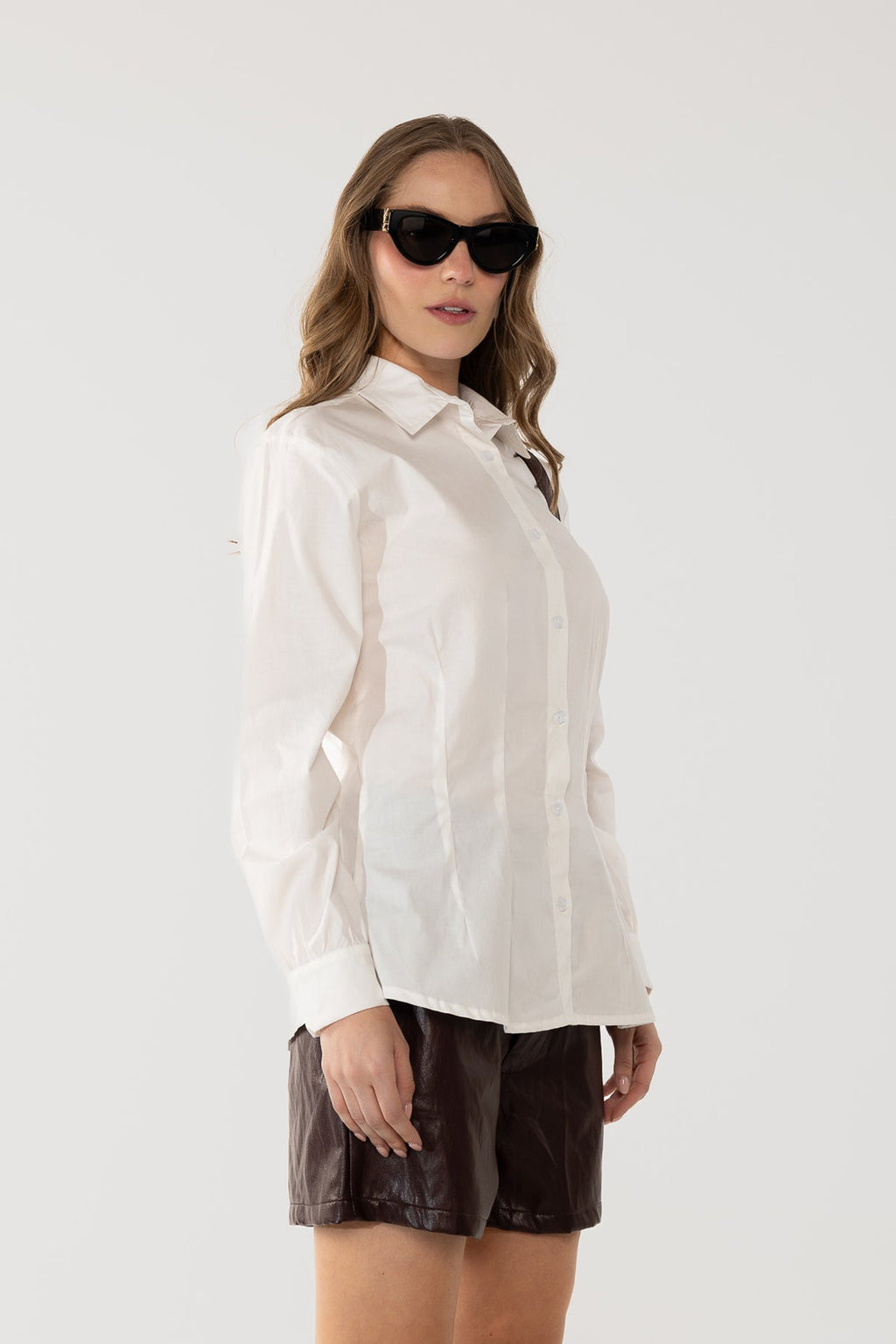 Camisa Marfil Ceñida Manga Larga