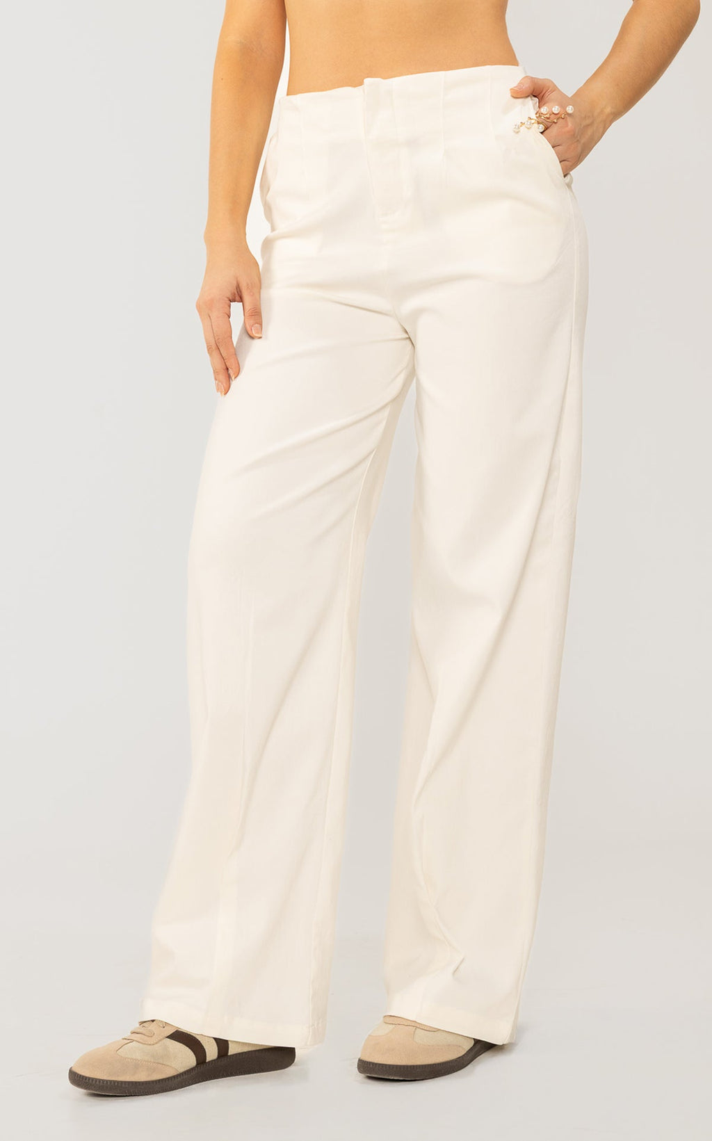 Pantalón Barrel Tiro Alto Marfil