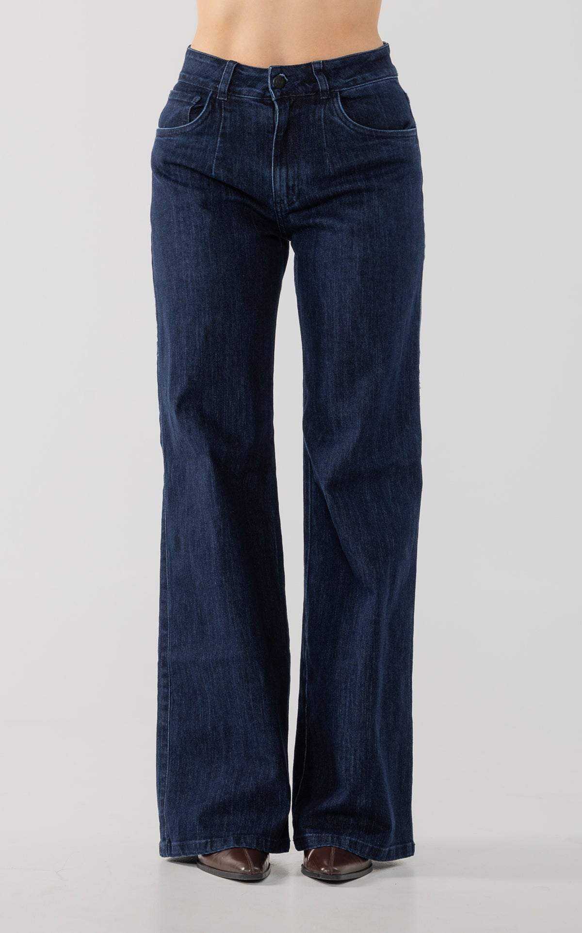 Blue Semi Wide-Leg Wide-Leg Jeans