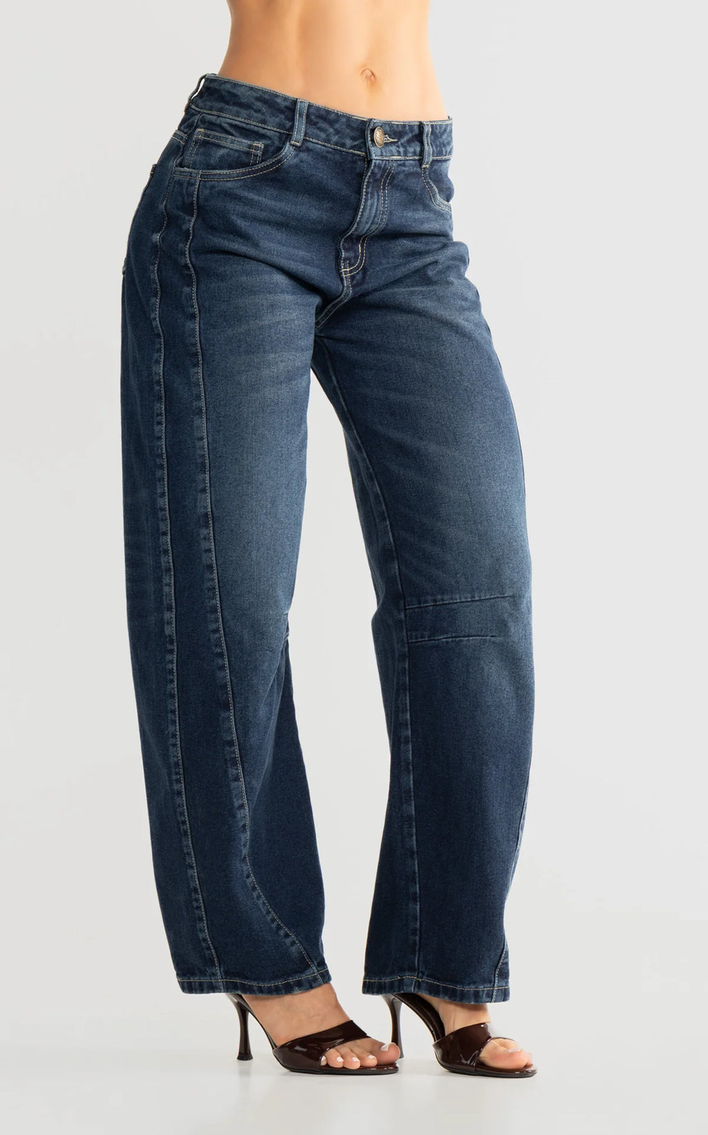 Blue Barrel-Leg Jeans