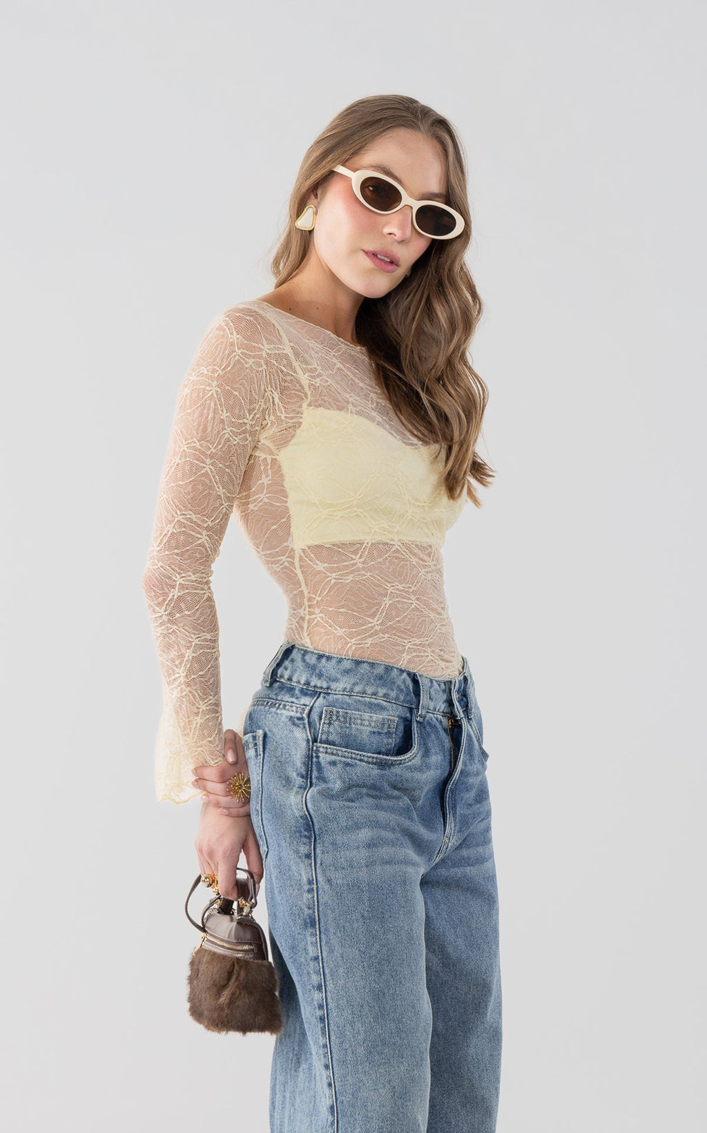 Blusa Manga Larga Blonda Amarillo Claro