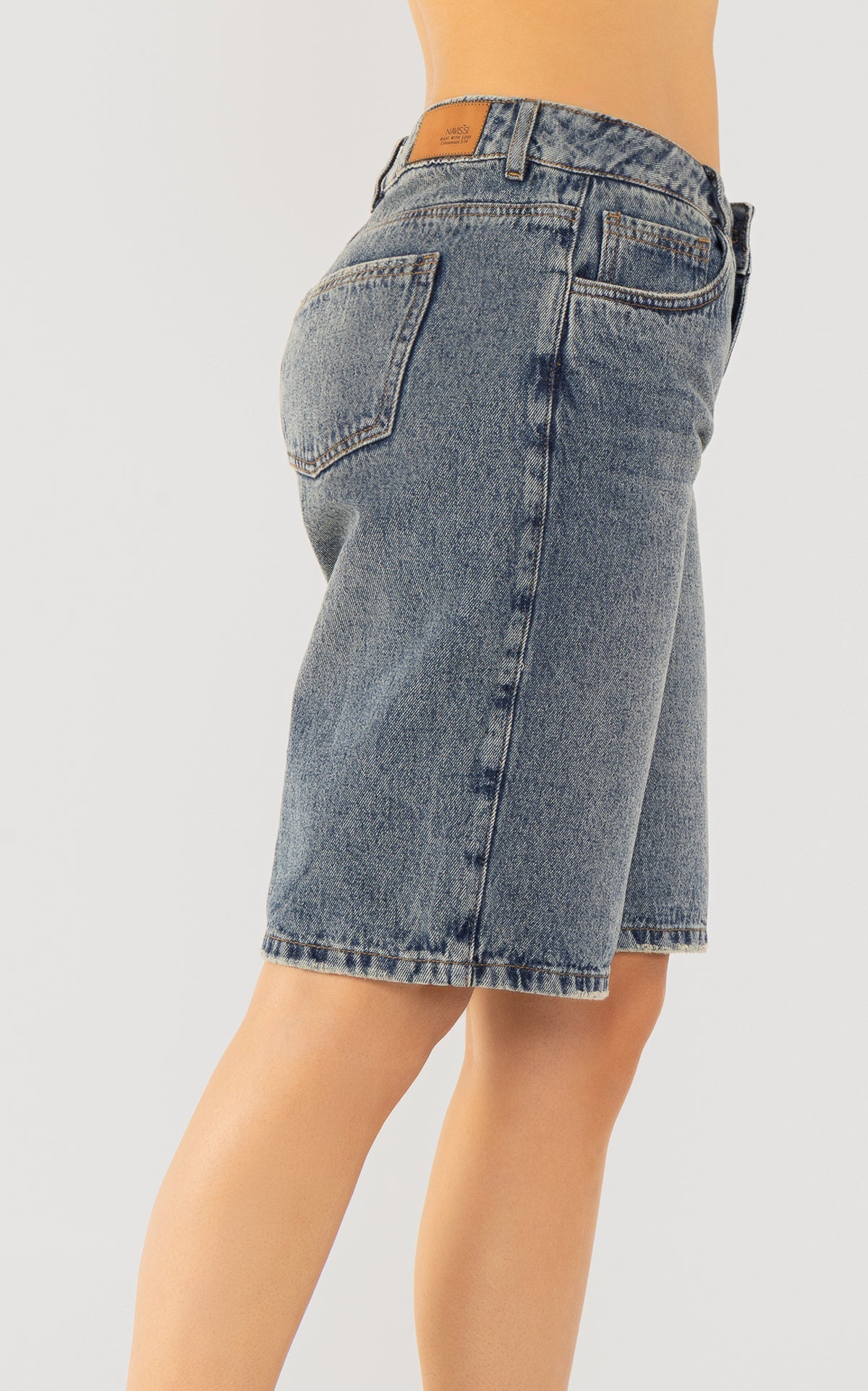 Blue Denim Bermuda Shorts by Navissi