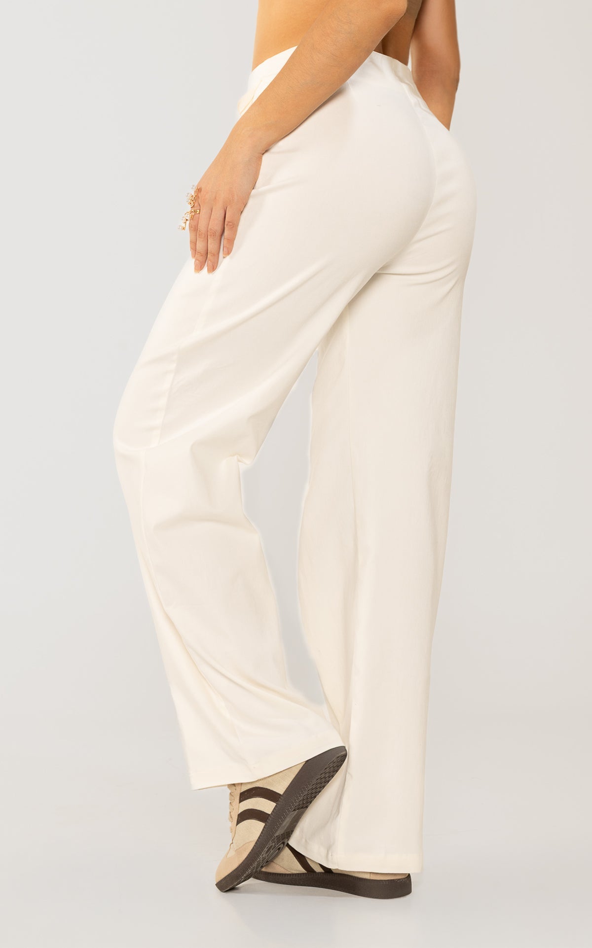 Pantalón Barrel Tiro Alto Marfil