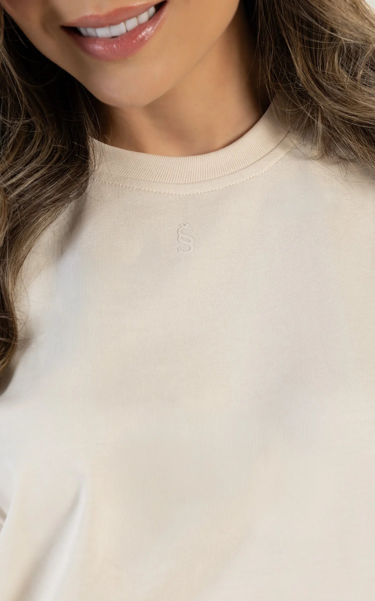 Camiseta Oversized Amarillo Claro Cuello Rib