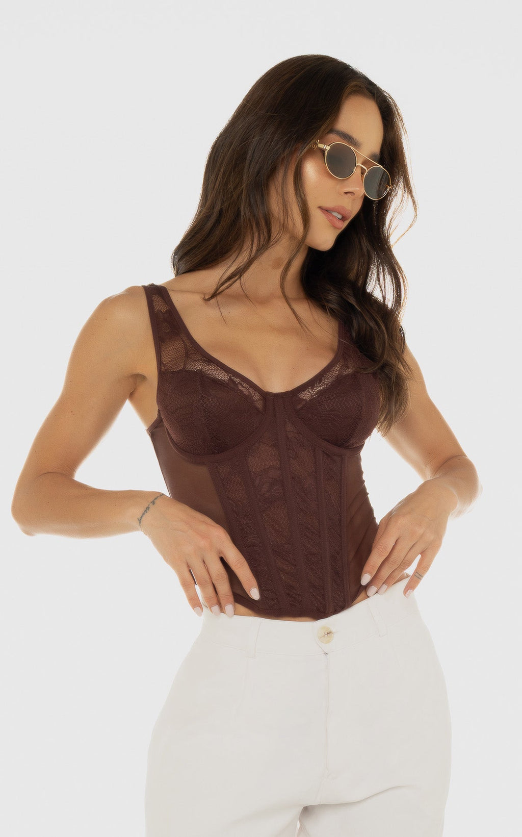 Chocolate Seamed Corset Top