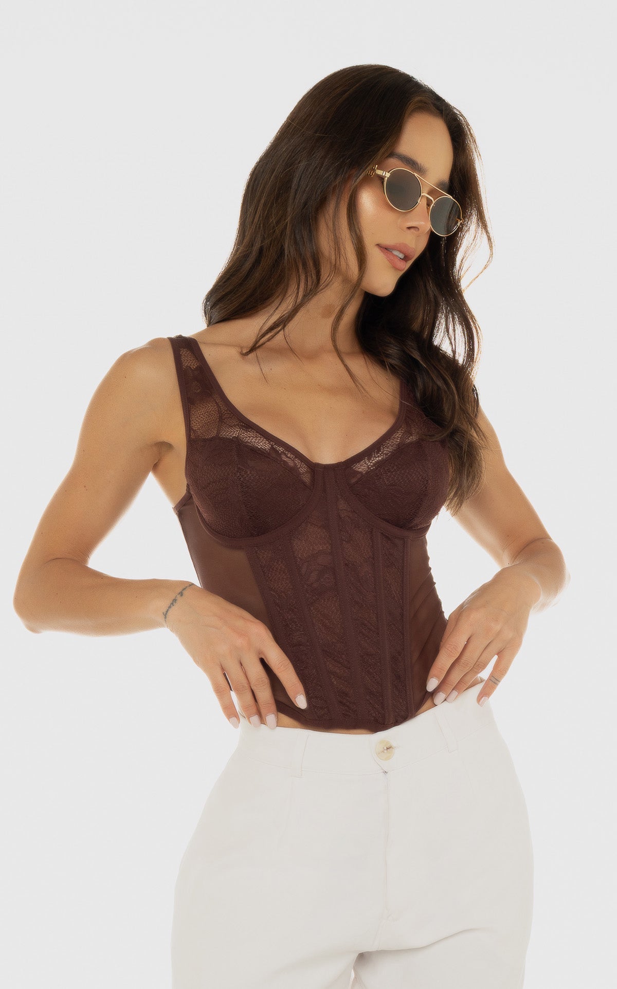 Chocolate Seamed Corset Top