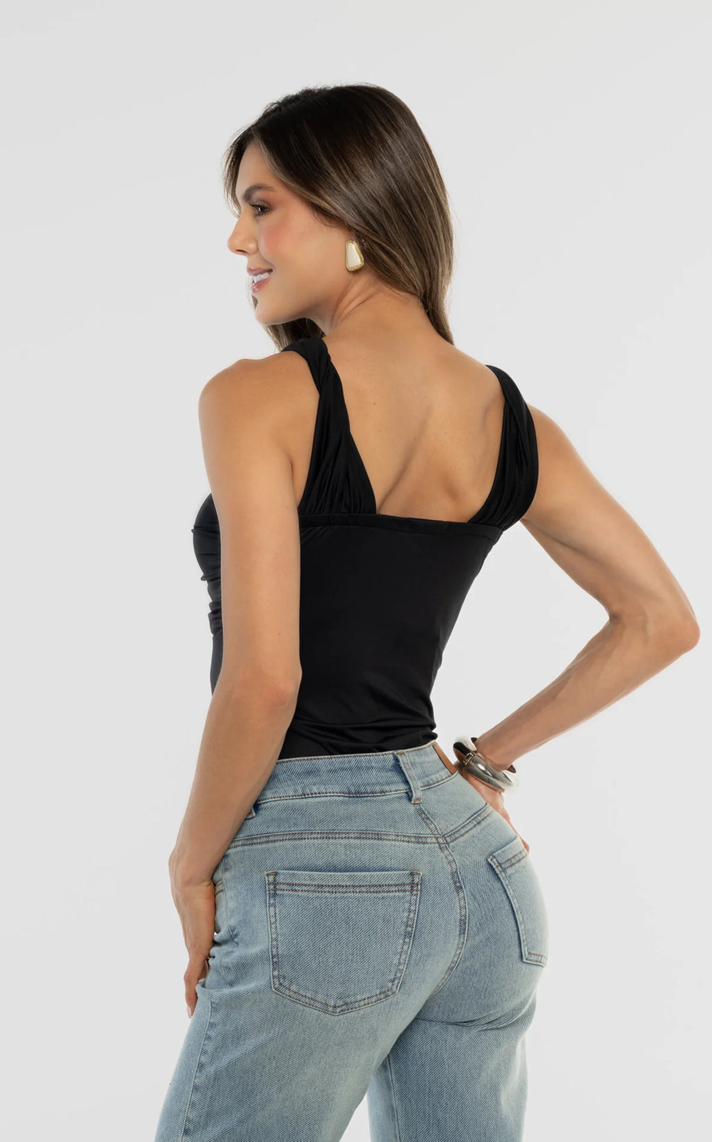 Black Draped Bodysuit