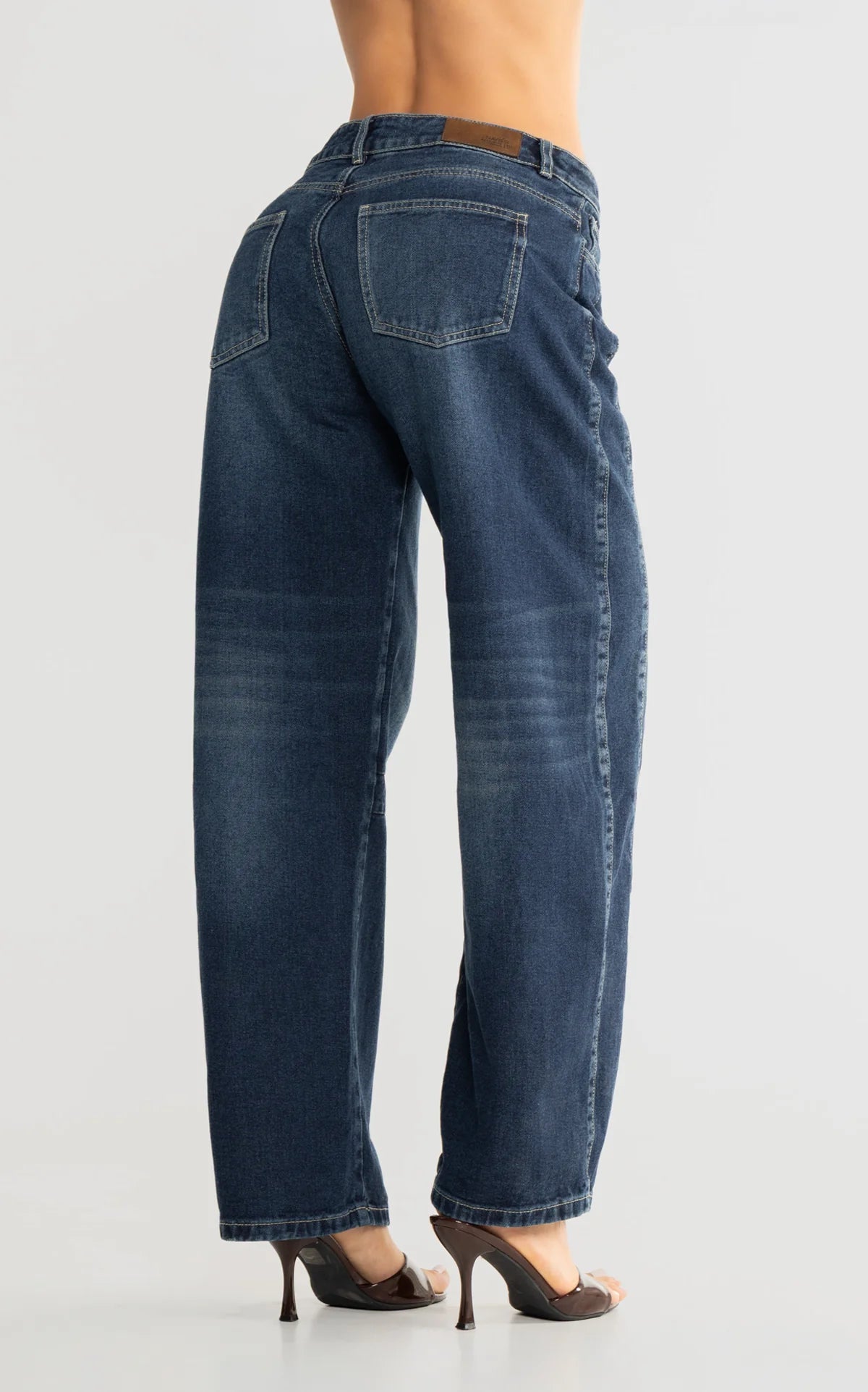 Blue Barrel-Leg Jeans
