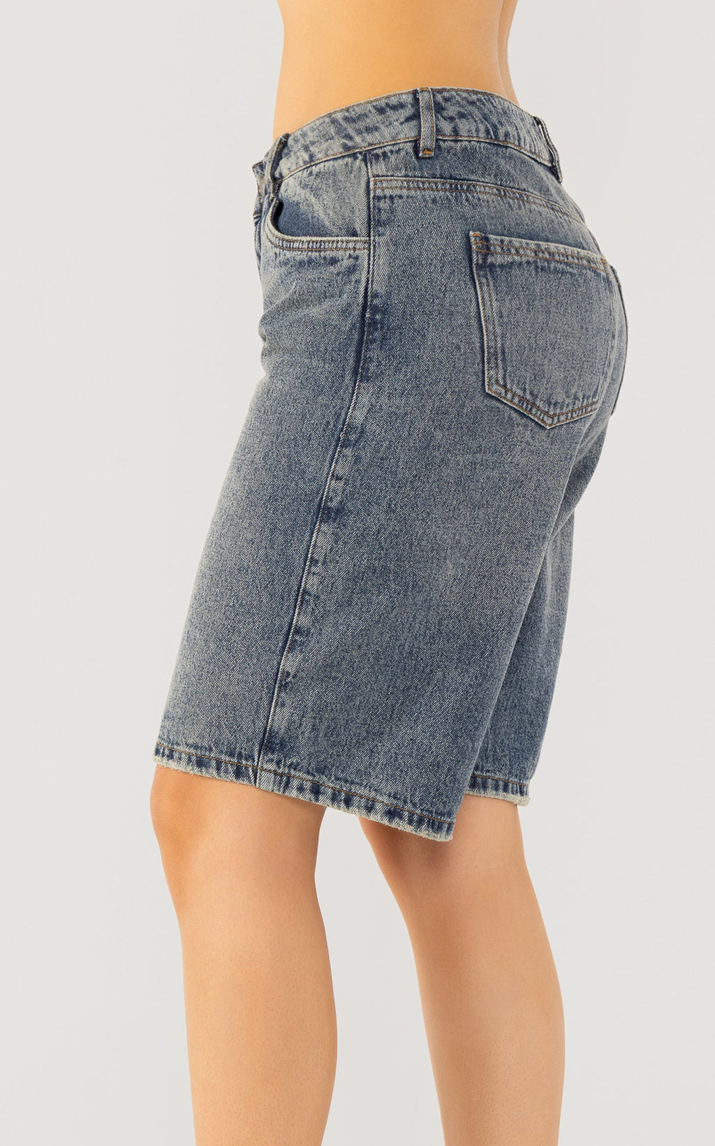 Blue Denim Bermuda Shorts by Navissi