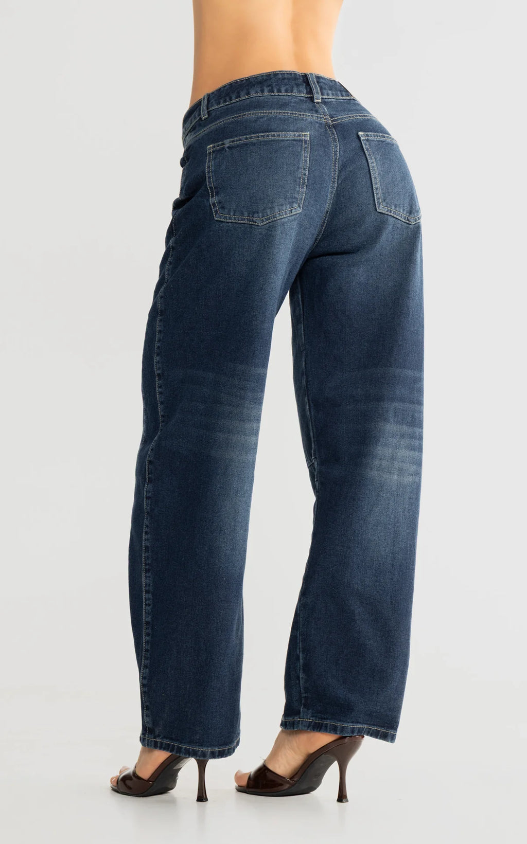 Blue Barrel-Leg Jeans