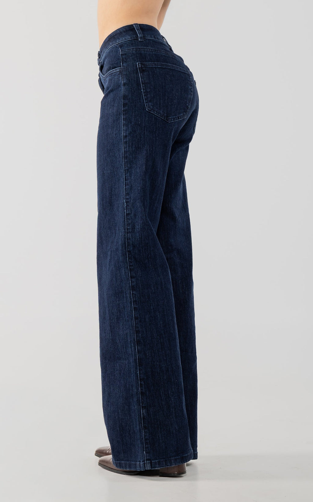 Blue Semi Wide-Leg Wide-Leg Jeans