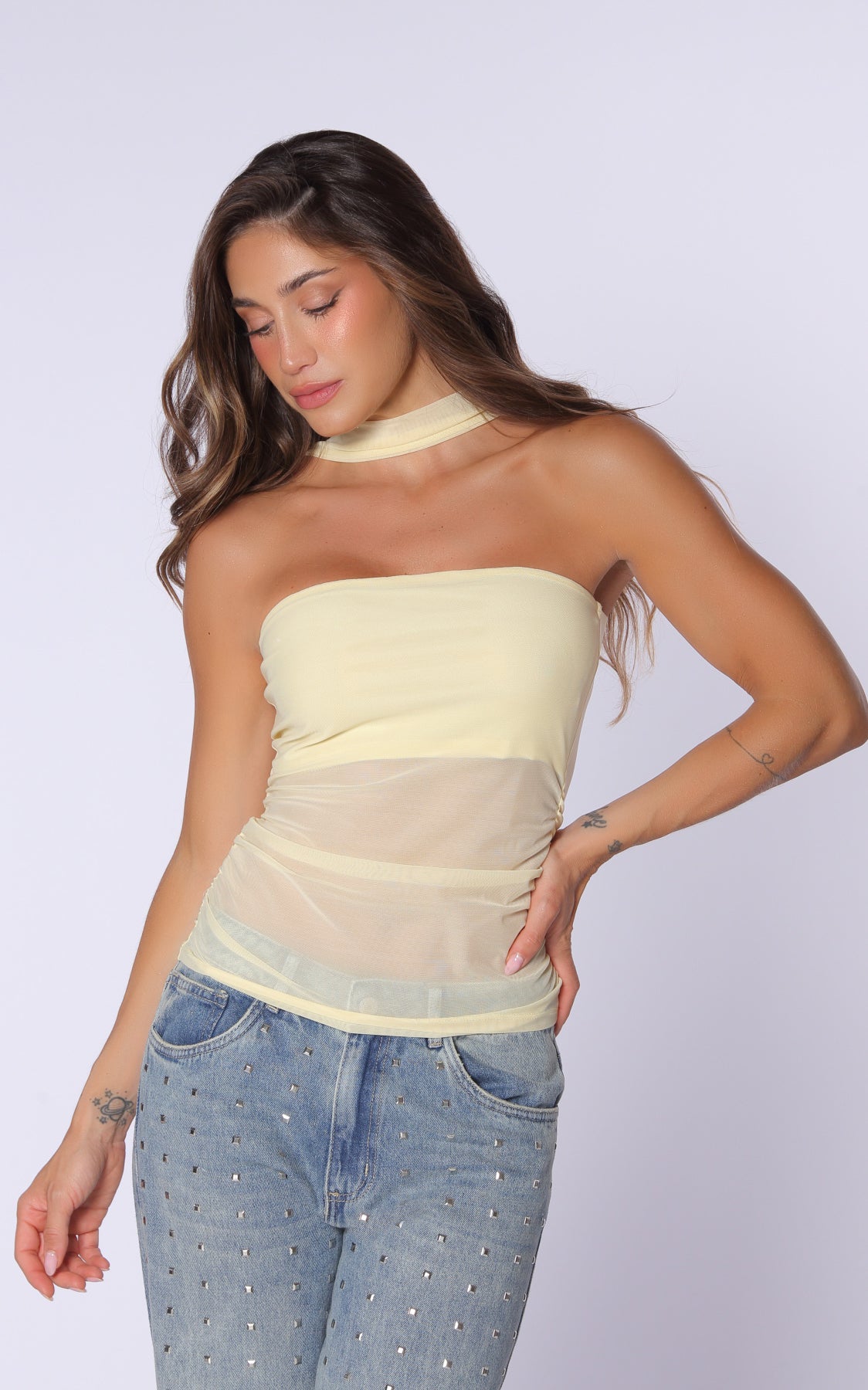 Yellow Strapless Blouse
