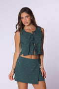 Pine Green Stretch Bow-Detail Blouse by Navissi