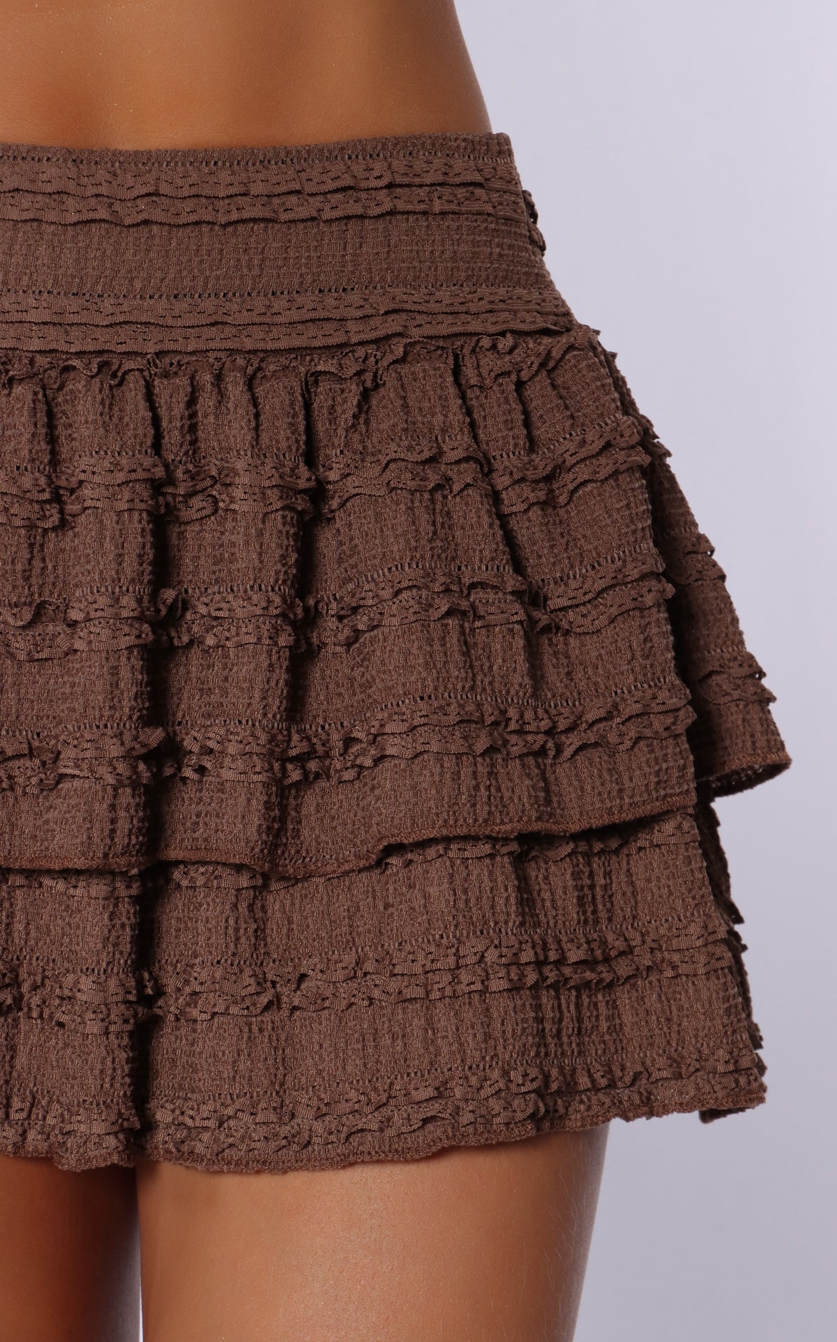 Chocolate Ruffle-Detail Skirt by Navissi