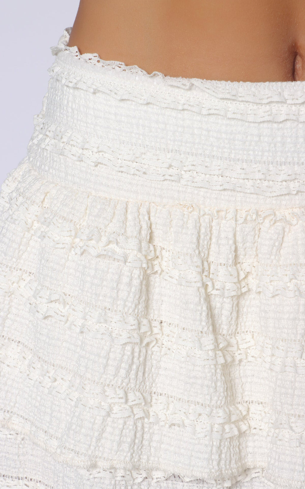 Ivory Ruffle-Detail Skirt by Navissi