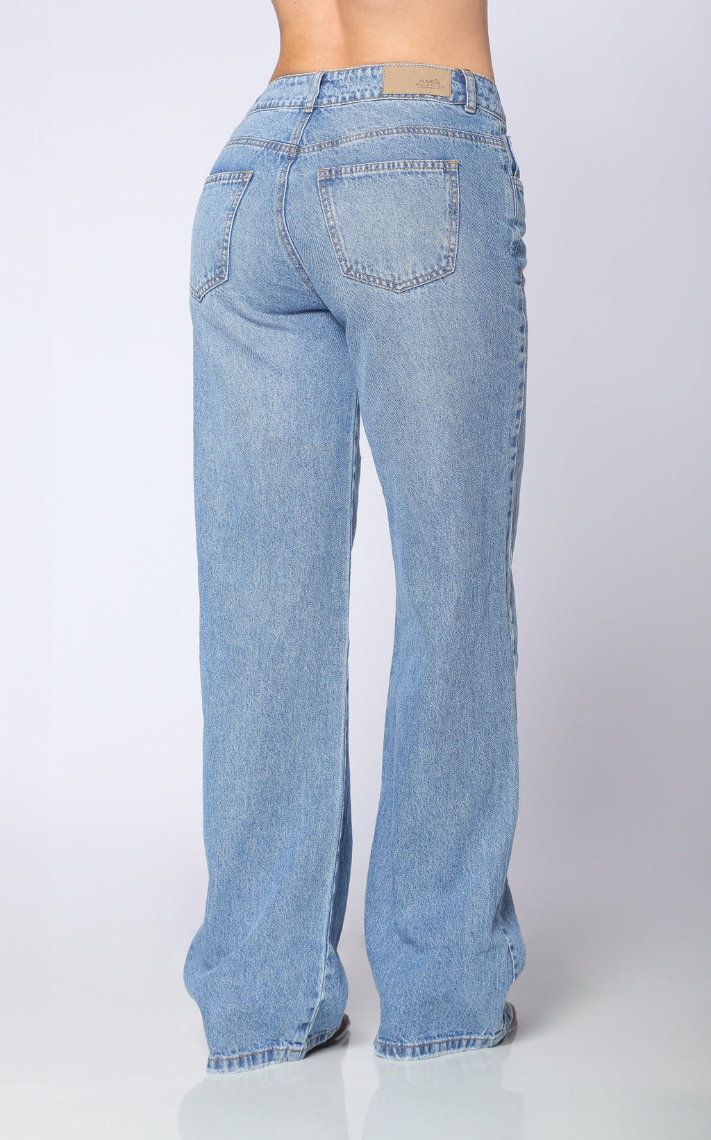 Blue Semi Wide-Leg Wide-Leg Jeans