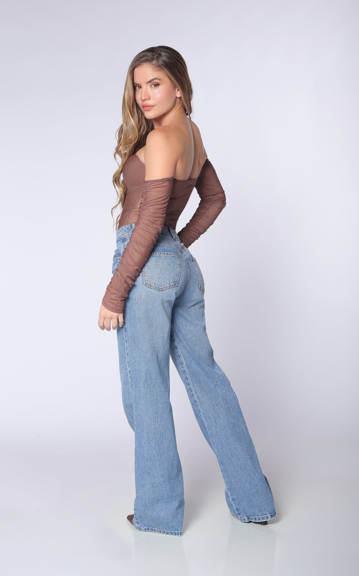 Blue Semi Wide-Leg Wide-Leg Jeans