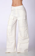 Ivory Cargo Stretch Pants by Navissi
