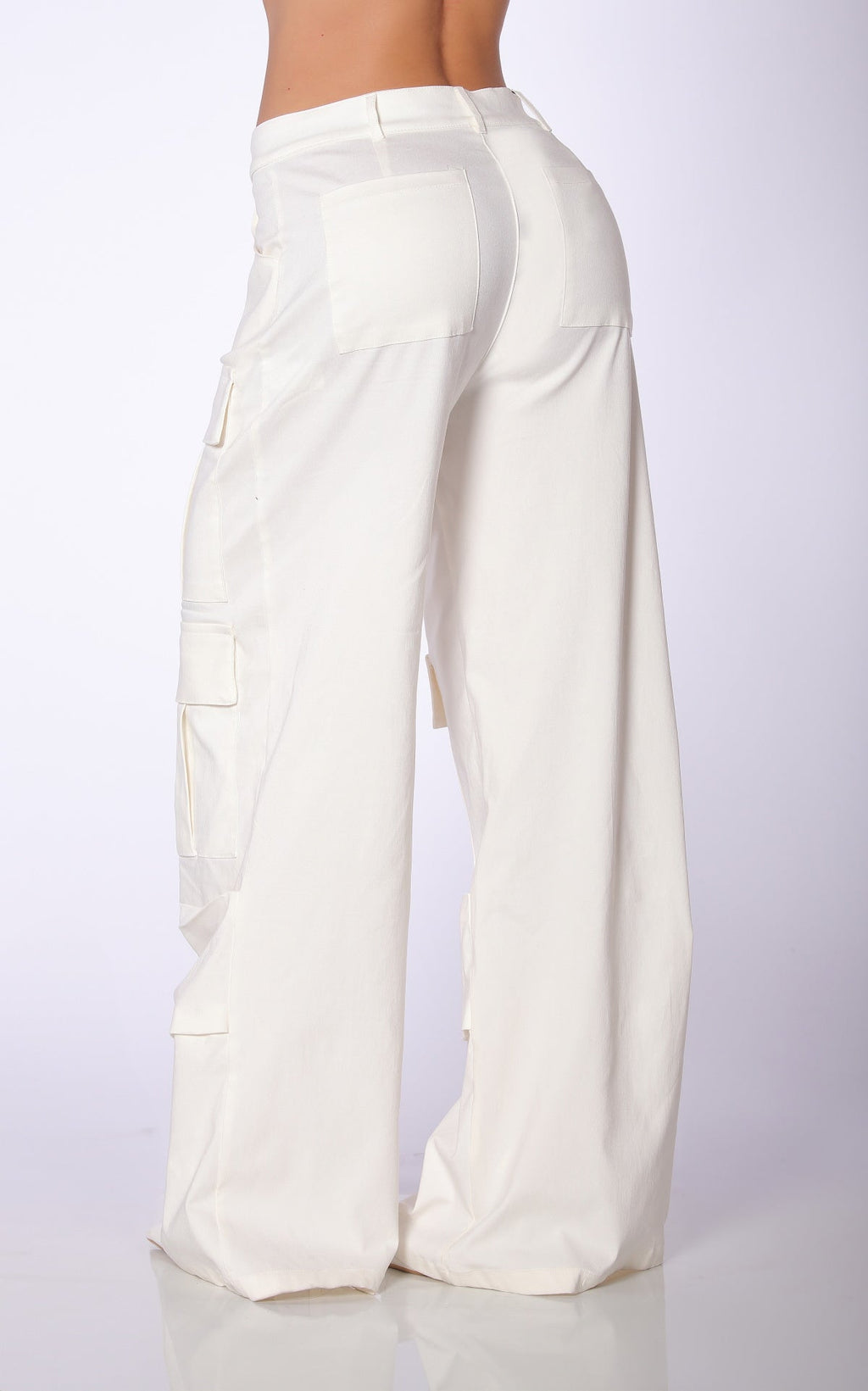 Ivory Cargo Stretch Pants by Navissi