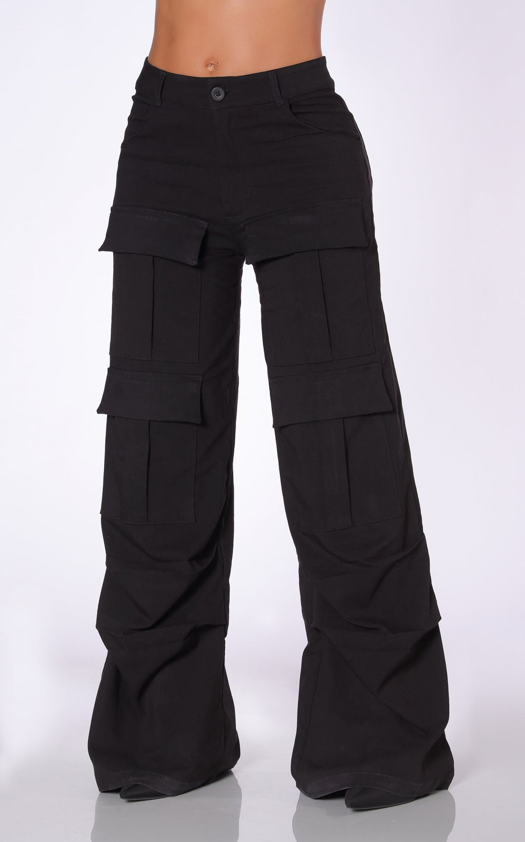 Pantalón Negro Bolsillos Cargo