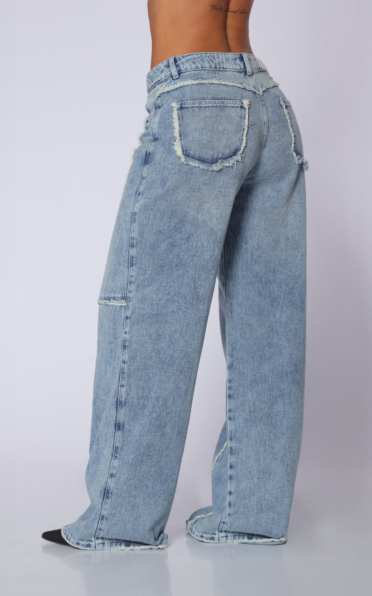 Blue Semi Wide-Leg Wide-Leg Jeans