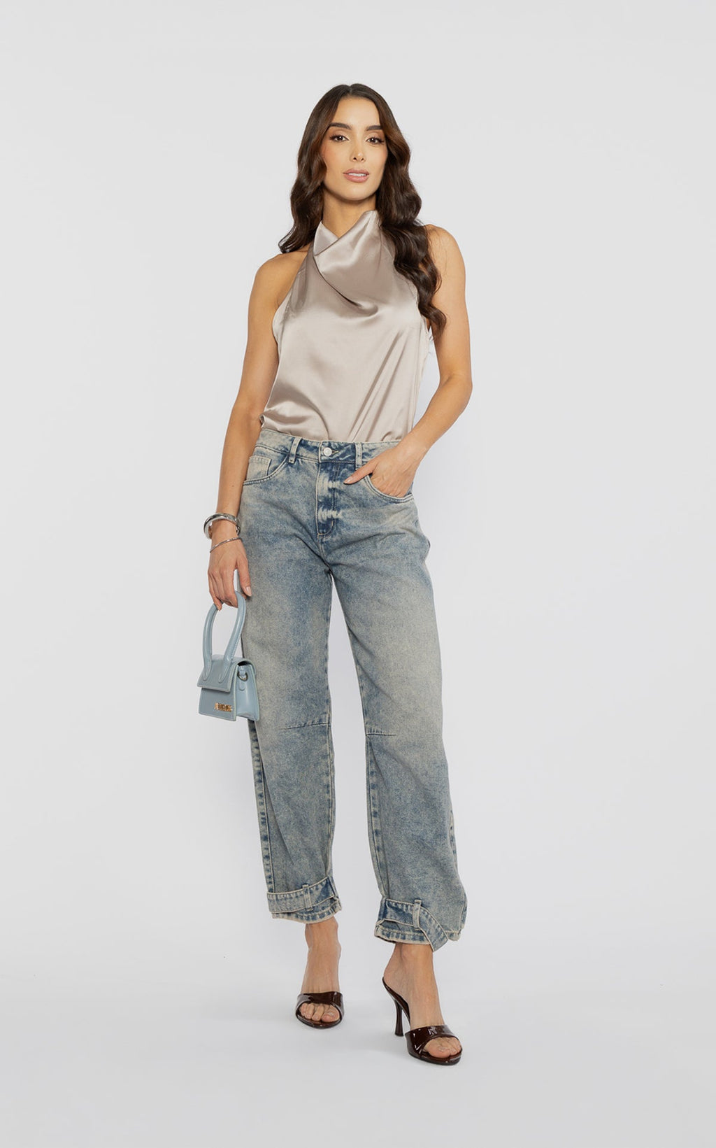 Blue Barrel-Leg Jeans