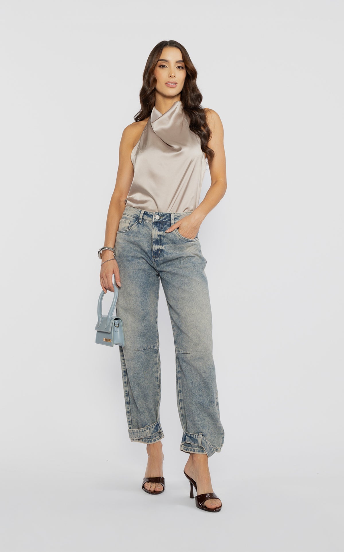 Blue Barrel-Leg Jeans