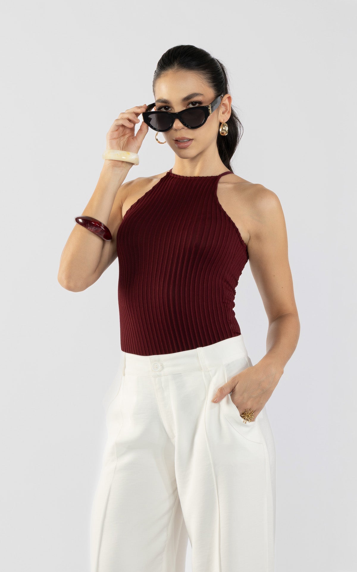 Body Vinotinto Cuello Halter