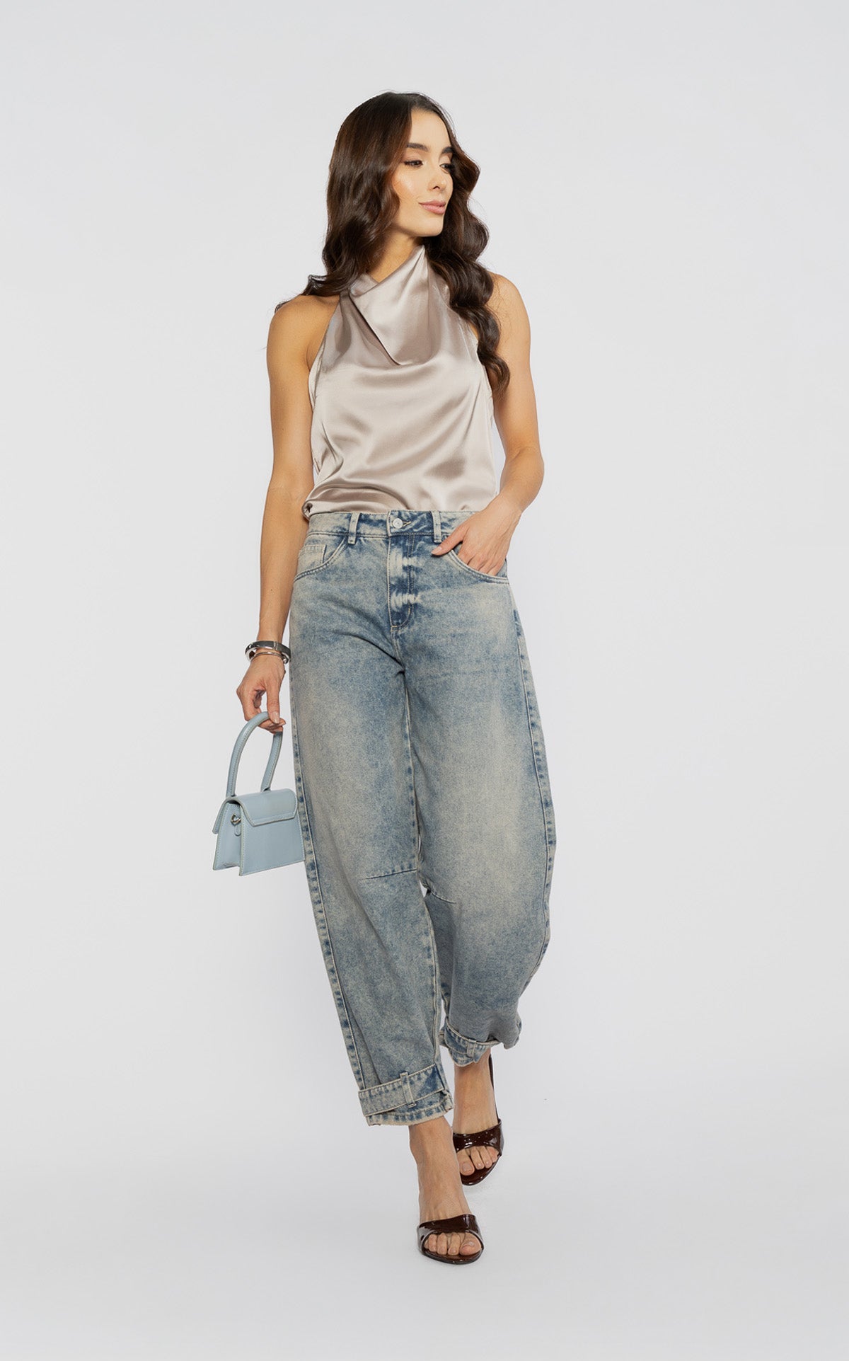 Blue Barrel-Leg Jeans