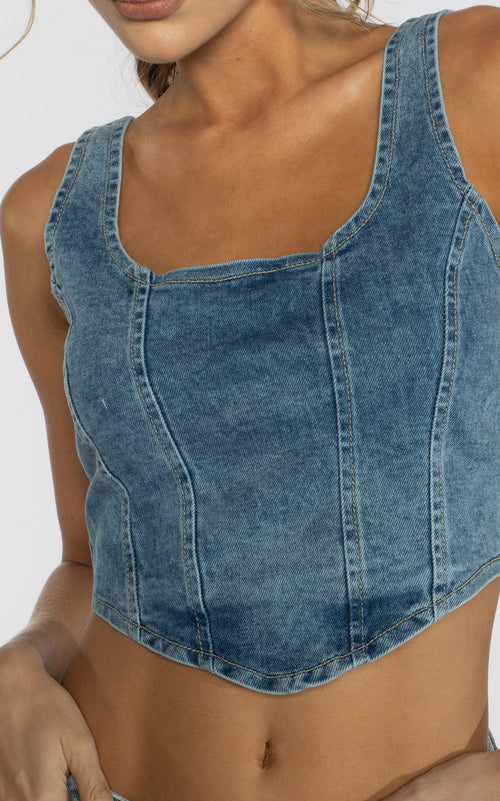 Blue Denim Blouse by Navissi