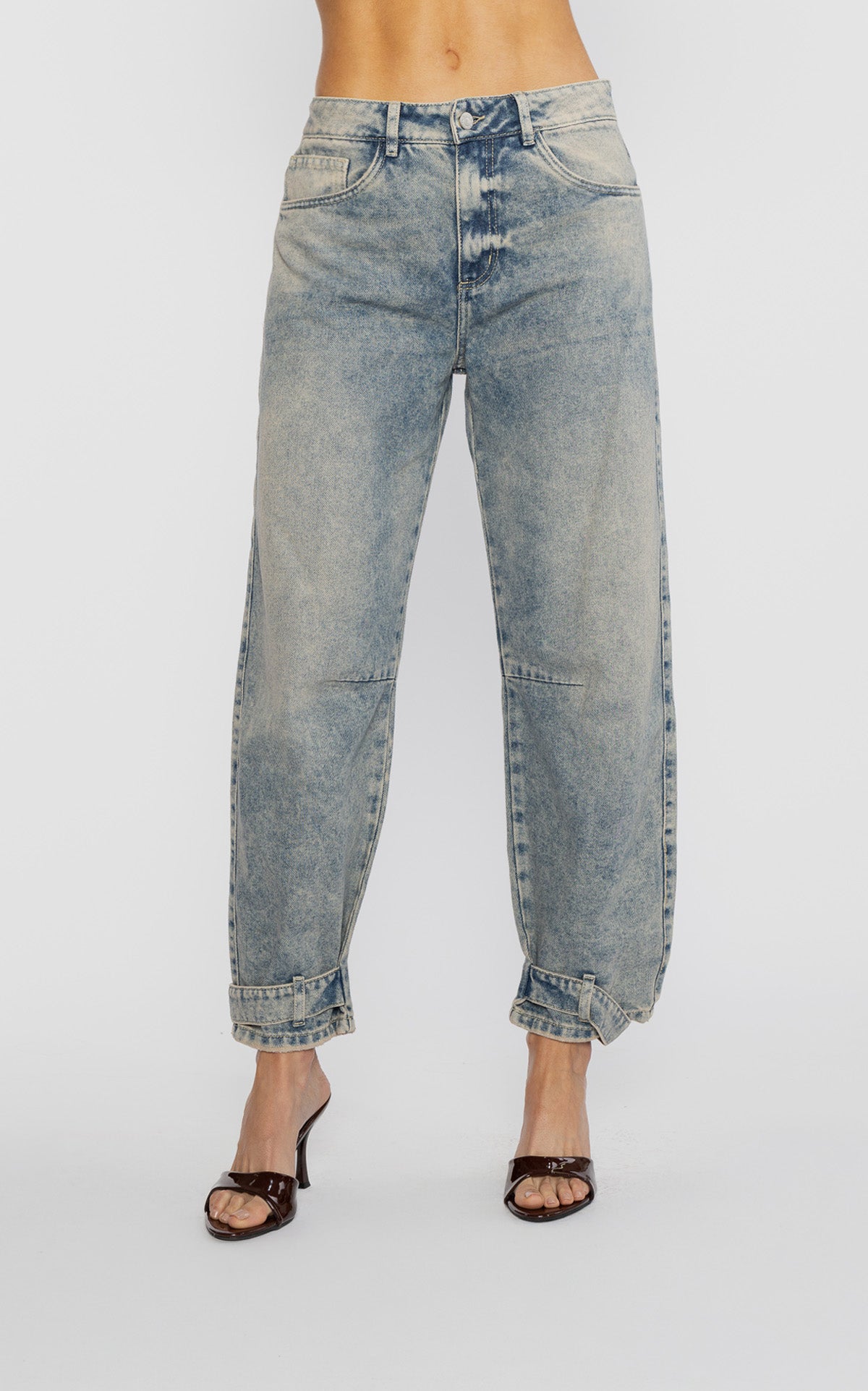 Blue Barrel-Leg Jeans