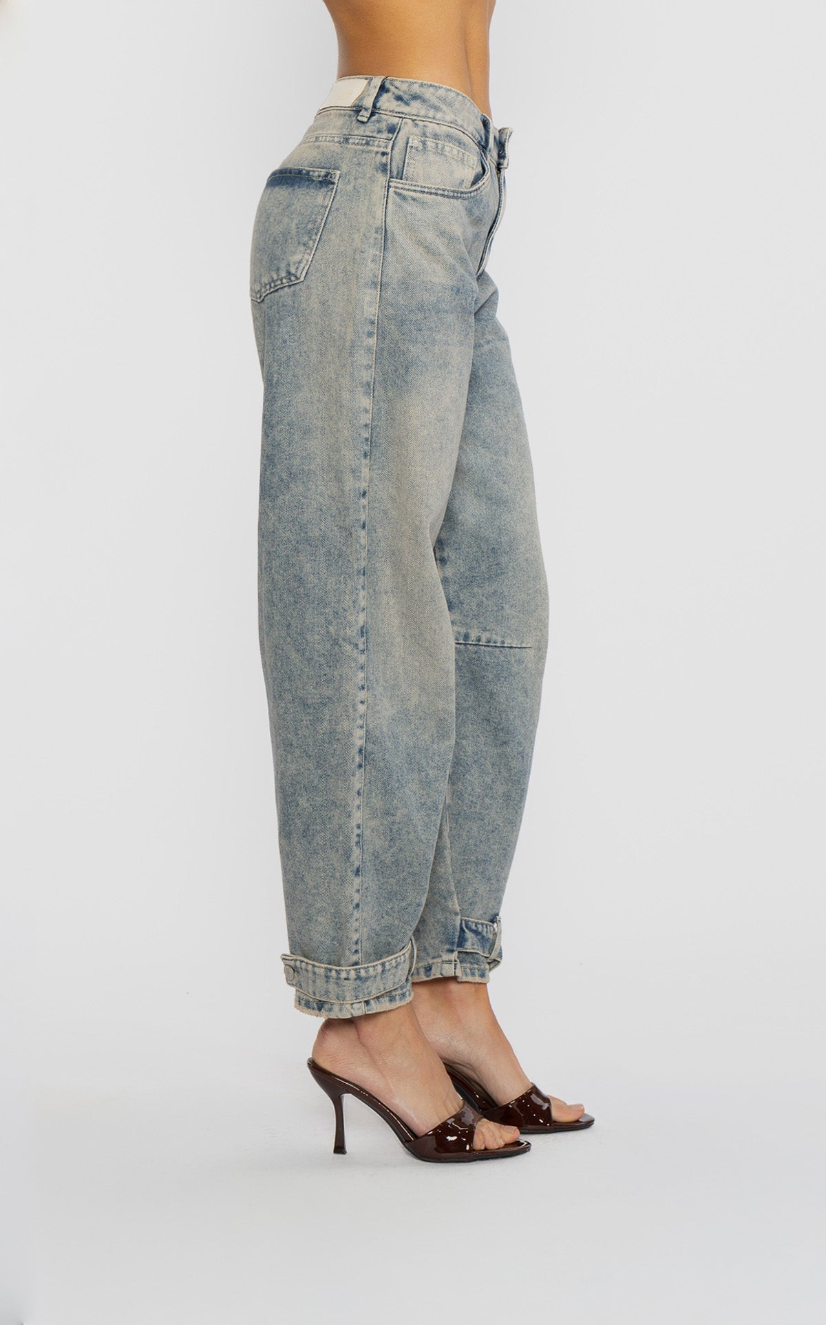 Blue Barrel-Leg Jeans