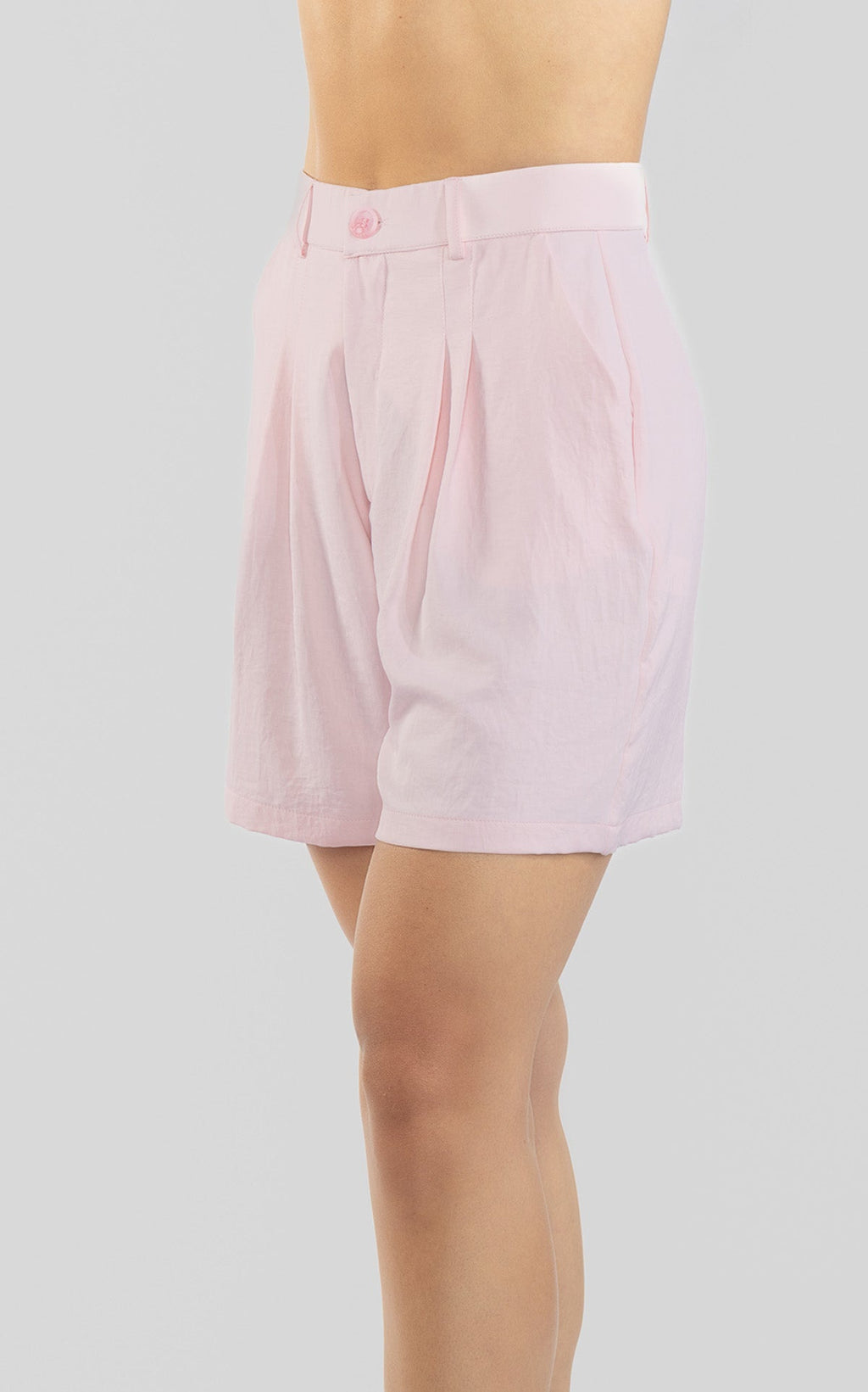Pink Elastic Tailored Bermuda Shorts by Navissi