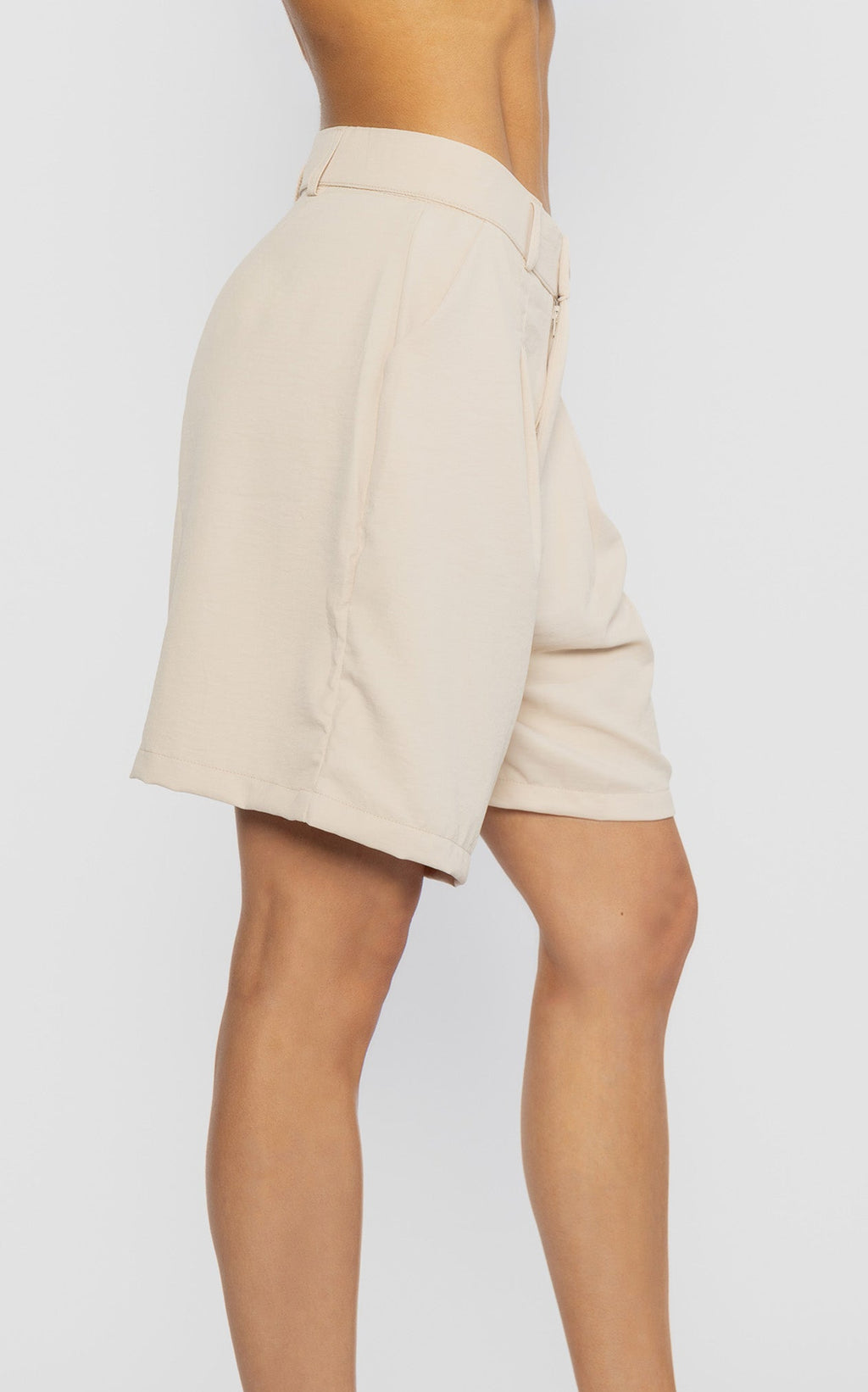 Sand Elastic Tailored Bermuda Shorts by Navissi